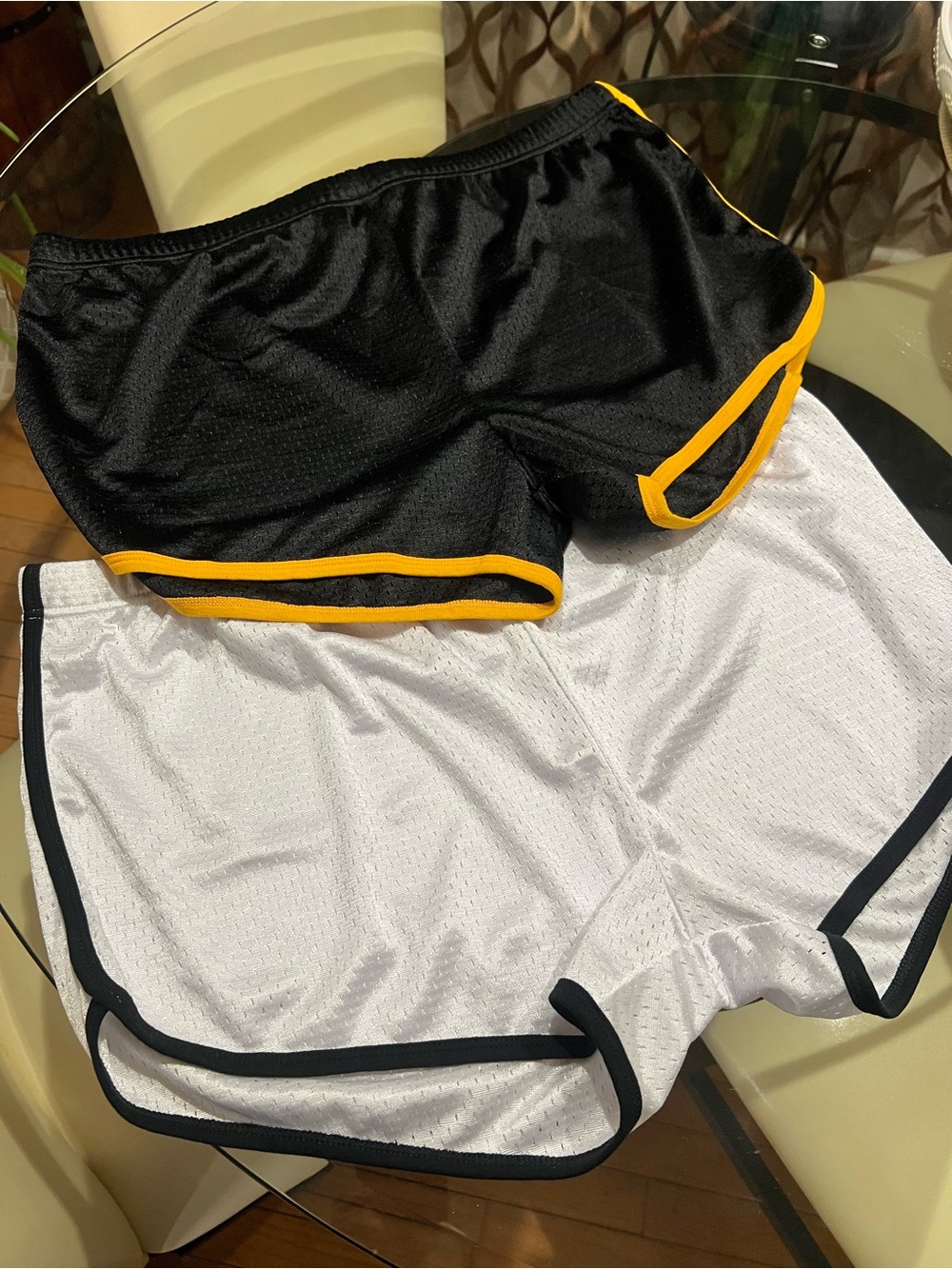 Two Mens Retro Running Gym Shorts 3 inch inseam.